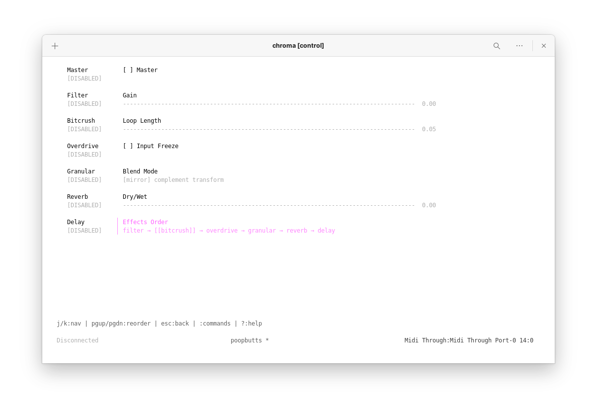screenshot of chroma-control master view
