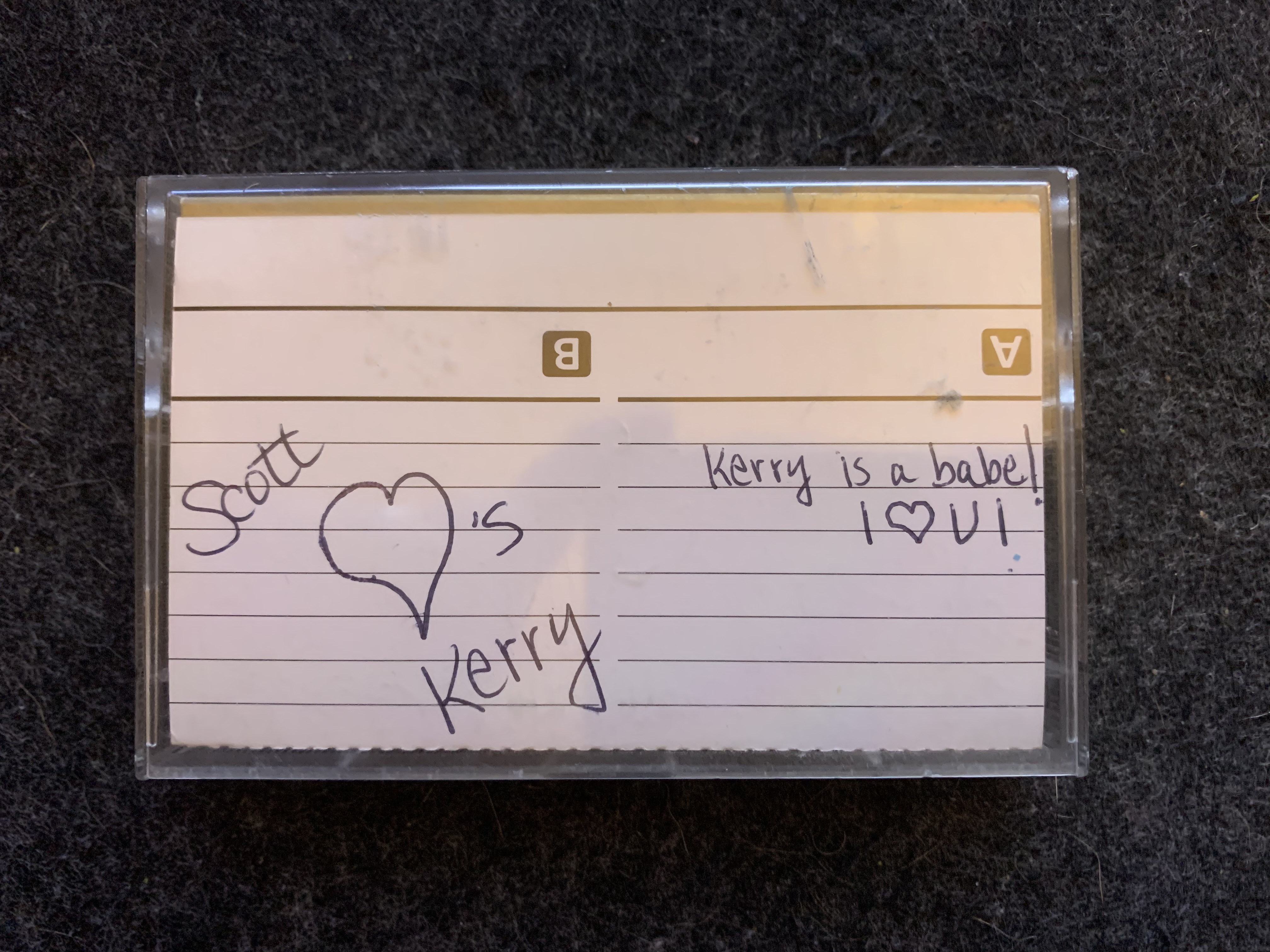 A cassette tape case on a desk