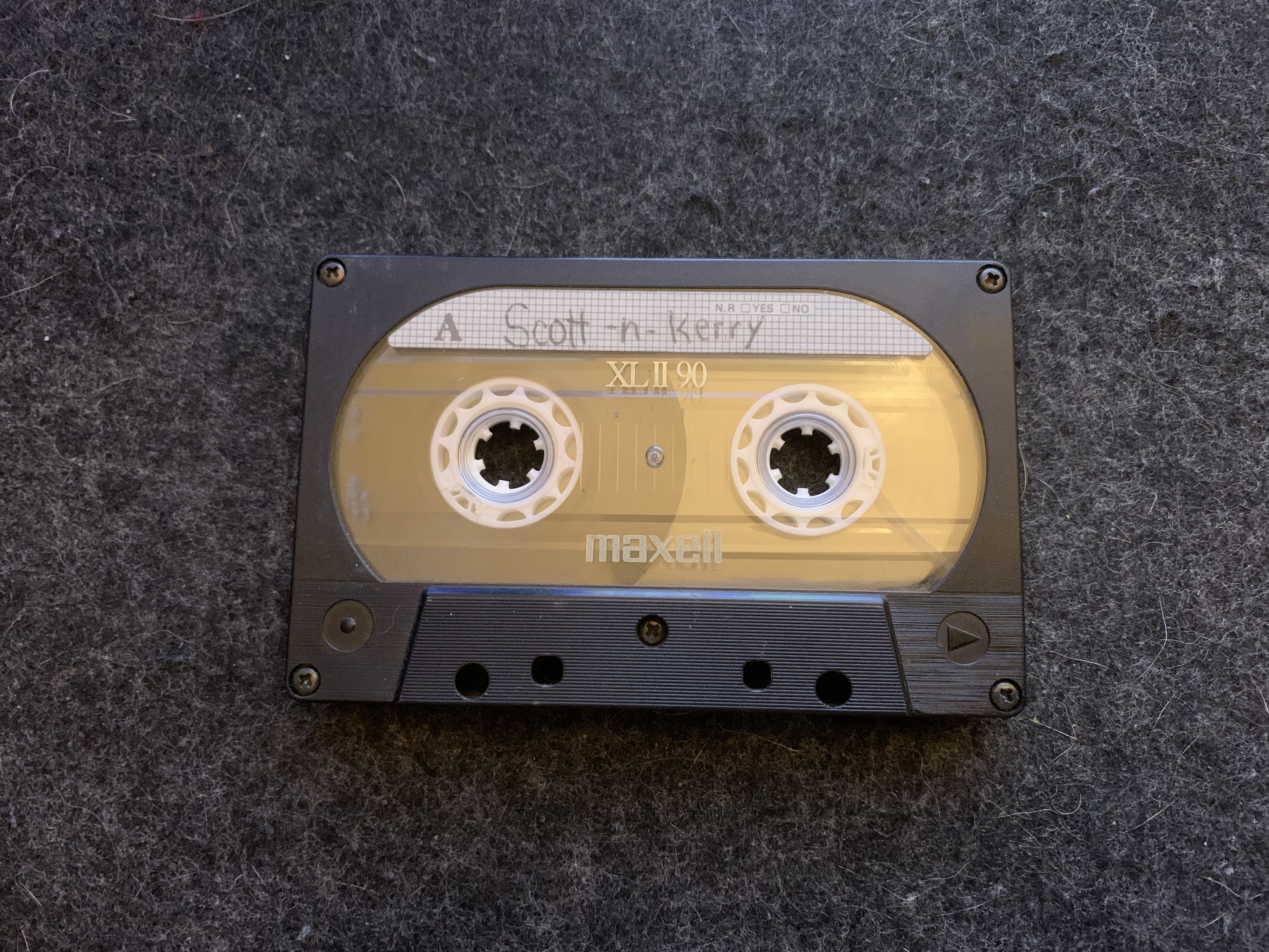 A cassette tape on a desk
