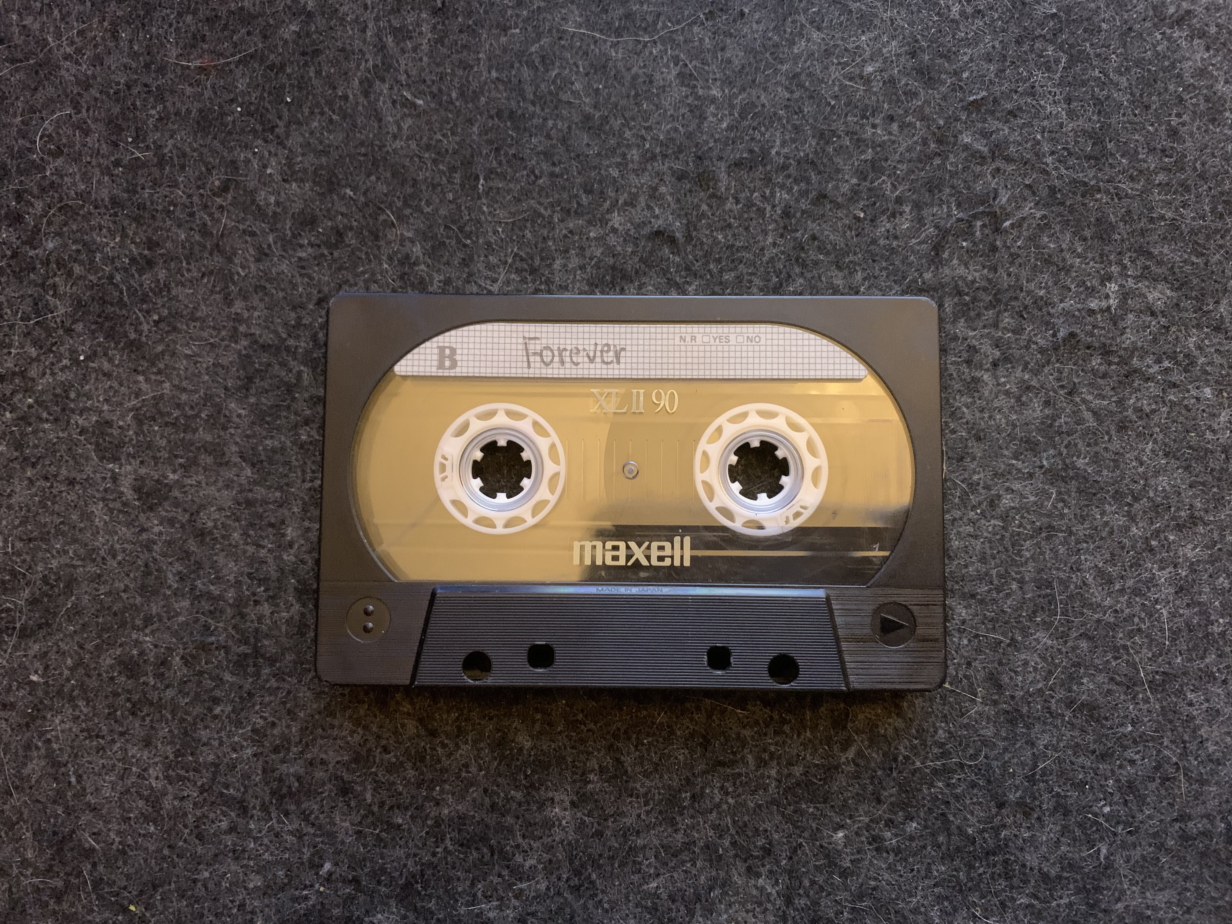 A cassette tape on a desk